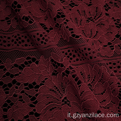 Pizzo Chantilly in cotone floreale rosso